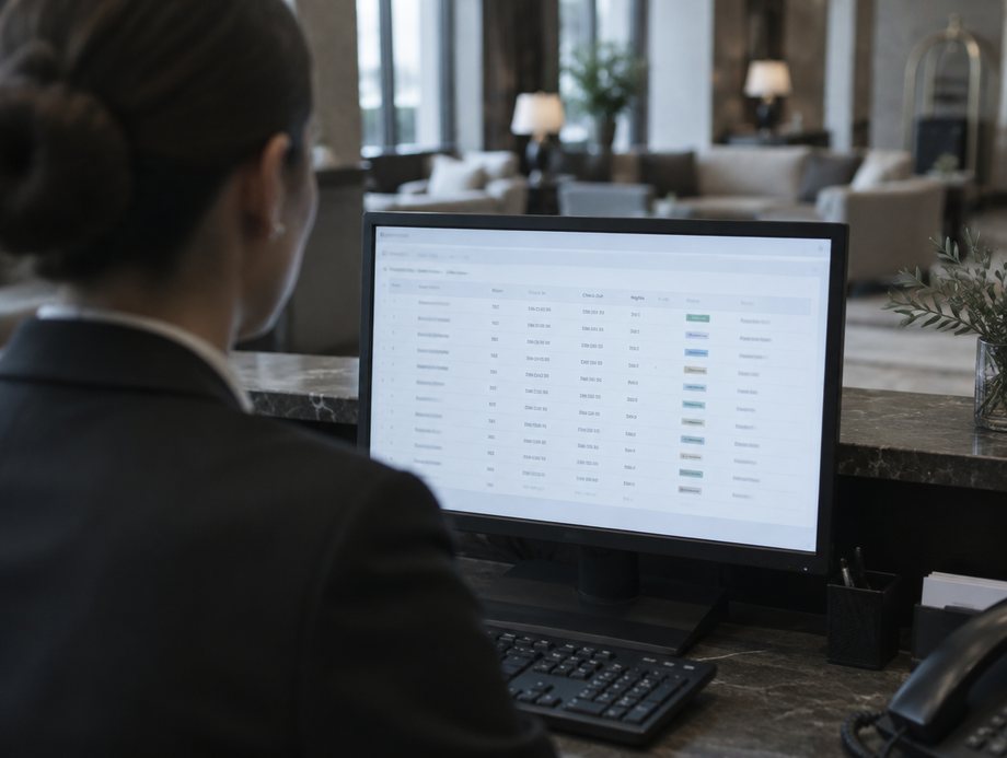 A concierge checking the evening&rsquo;s bookings on the PRIMA dashboard